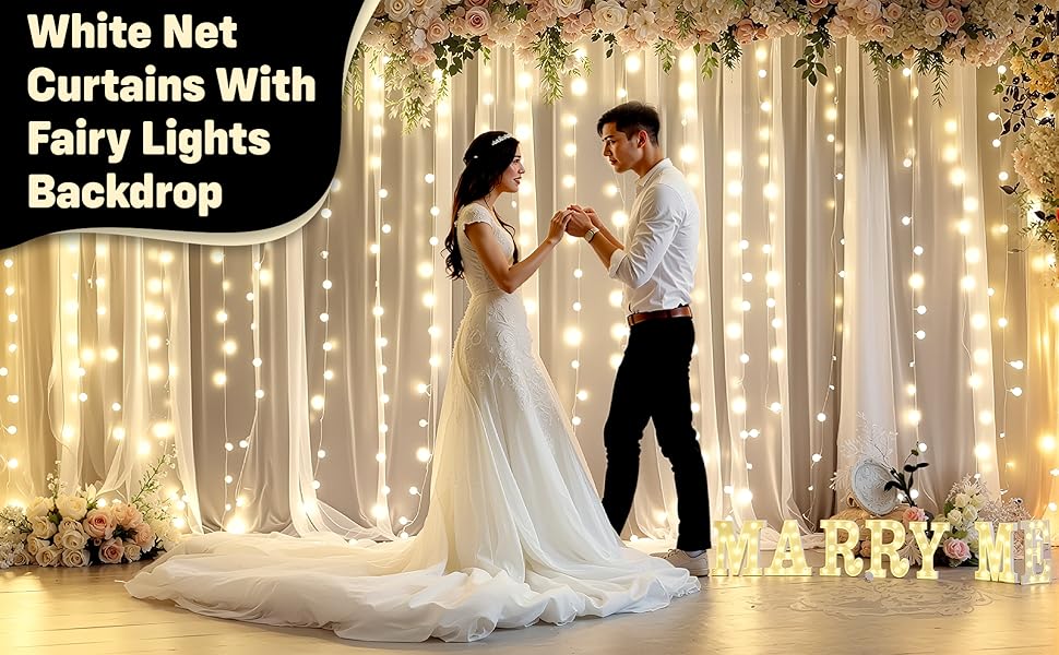 Romantic proposal decoration at home with fairy lights canopy