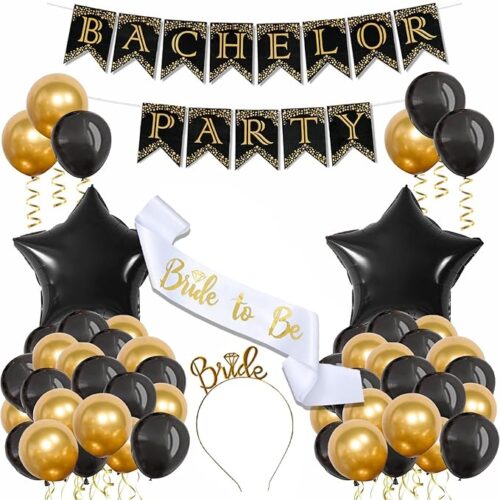 Black & Gold Bachelor Party Decoration Kit